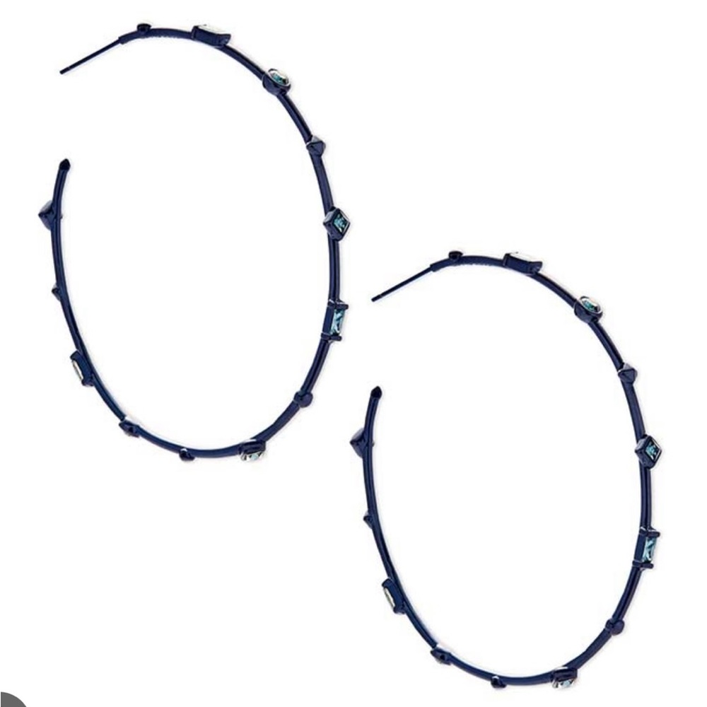 Kendra Scott Navy Gunmetal Zella Hoop Earrings